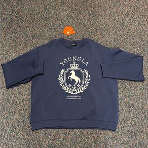 YoungLA Men's Navy Blue Crest Sweatshirt